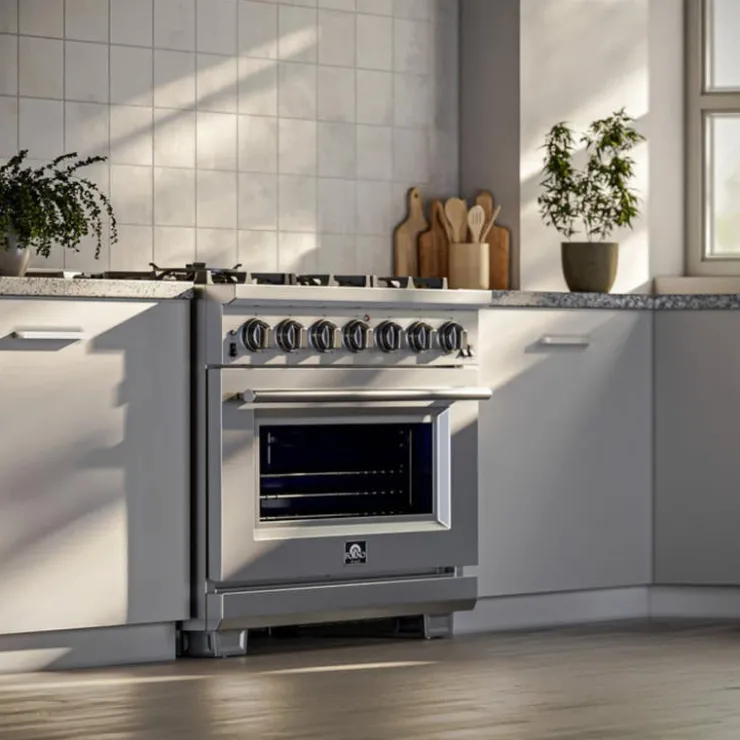 FORNO 36'' Gas Range 36" Electric Gas - FFSGS6260-36 Stainless Outlet