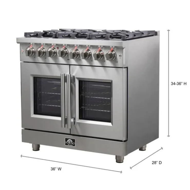 FORNO 36 In Gas Range 36" Electric Gas - FFSGS6325-36 Stainless Outlet
