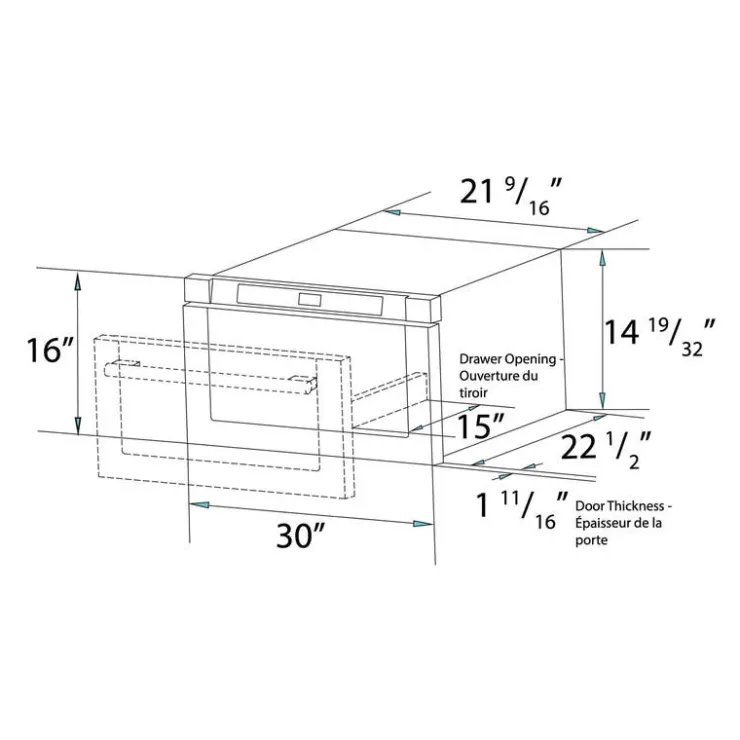 FORNO 30" Microwave Drawer 1500 30" FMWDR3000-30 Black Clearance