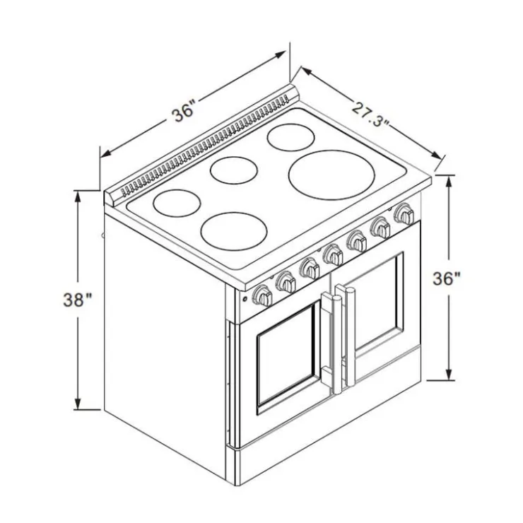 FORNO 36'' Range 36" Electric Glass-Ceramic - FFSEL6917-36 Stainless Hot