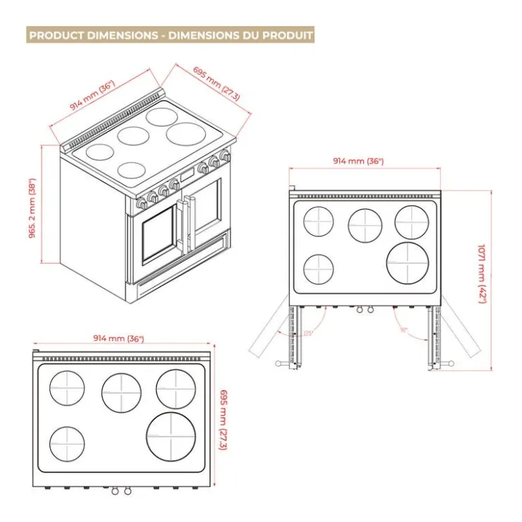 FORNO 36" Range 36" Electric Induction - FFSIN0950-36 Stainless Clearance