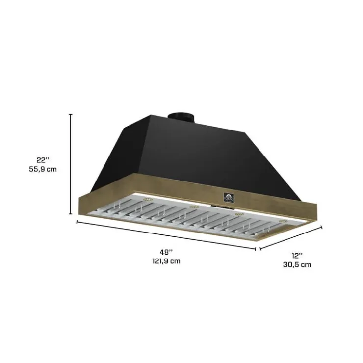 FORNO 48" Wall Mount Range Hood Standard 48" , 600 CFM - FRHWM5078-48 Black
