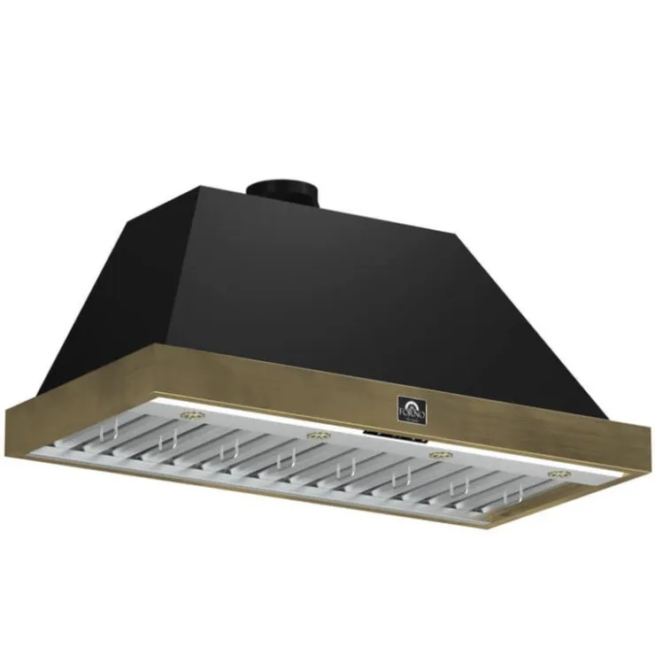 FORNO 48" Wall Mount Range Hood Standard 48" , 600 CFM - FRHWM5078-48 Black