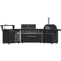 FORNO All'Aperto Outdoor Kitchen with BBQ, Pizza Oven, Sink and Bar – 87,600 BTU Black Online