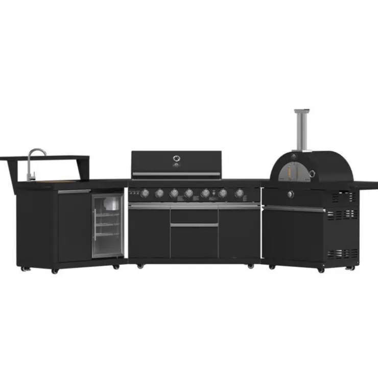 FORNO All'Aperto Outdoor Kitchen with BBQ, Pizza Oven, Sink and Bar – 87,600 BTU Black Online
