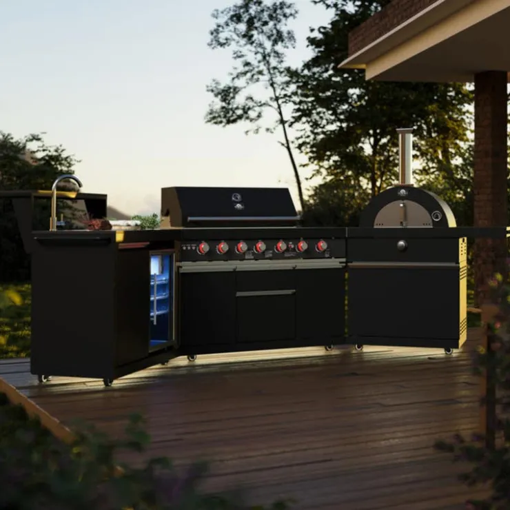 FORNO All'Aperto Outdoor Kitchen with BBQ, Pizza Oven, Sink and Bar – 87,600 BTU Black Online