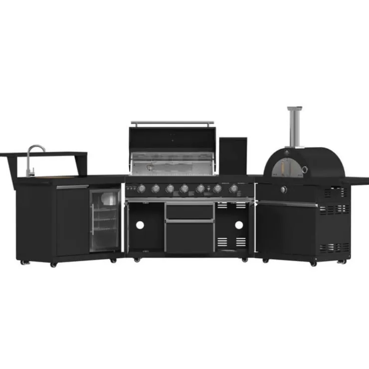 FORNO All'Aperto Outdoor Kitchen with BBQ, Pizza Oven, Sink and Bar – 87,600 BTU Black Online