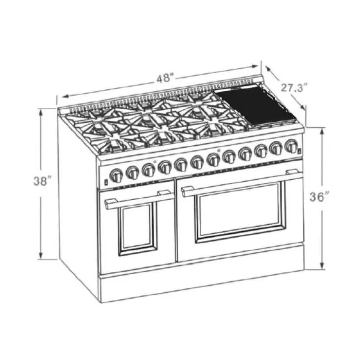 FORNO Dual Fuel Range 48" Electric Gas - FFSGS6156-48 Black Clearance