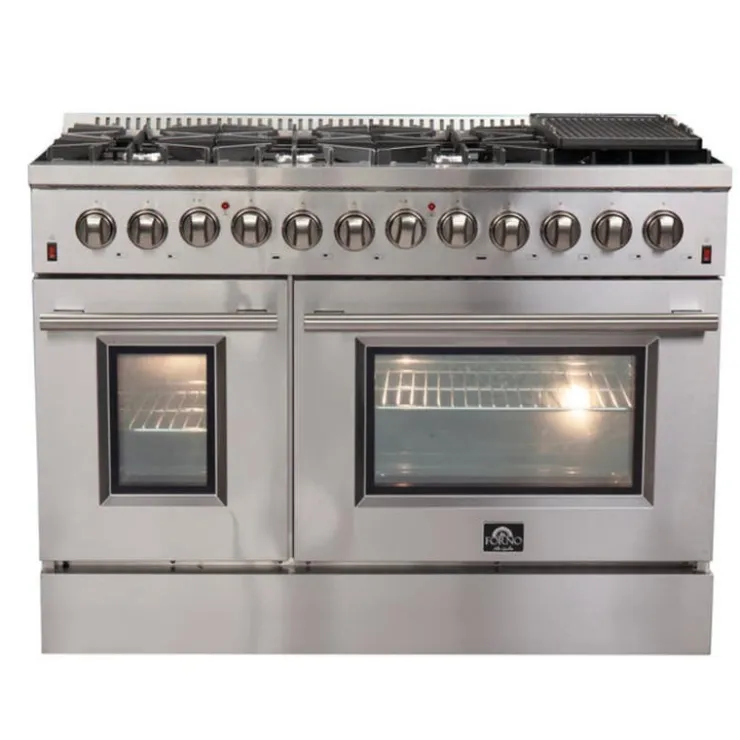 FORNO Dual Fuel Range 48" Electric Gas - FFSGS6156-48 Stainless Outlet