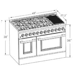 FORNO Dual Fuel Range 48" Electric Gas - FFSGS6156-48 Stainless Outlet
