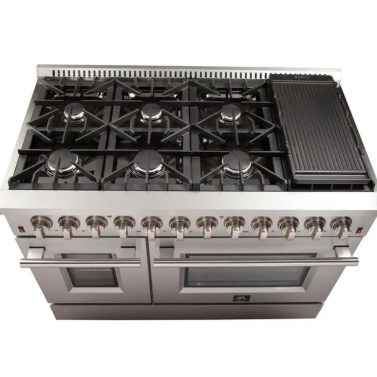 FORNO Dual Fuel Range 48" Electric Gas - FFSGS6156-48 Stainless Outlet