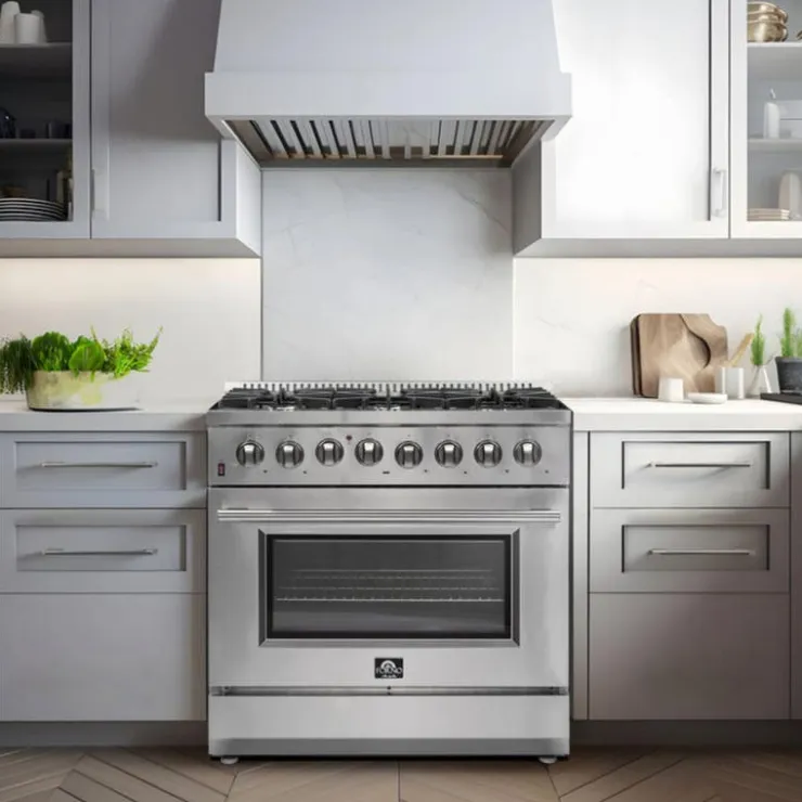 FORNO Dual Fuel Range 36" Dual Energy Gas - FFSGS6156-36 Stainless Hot