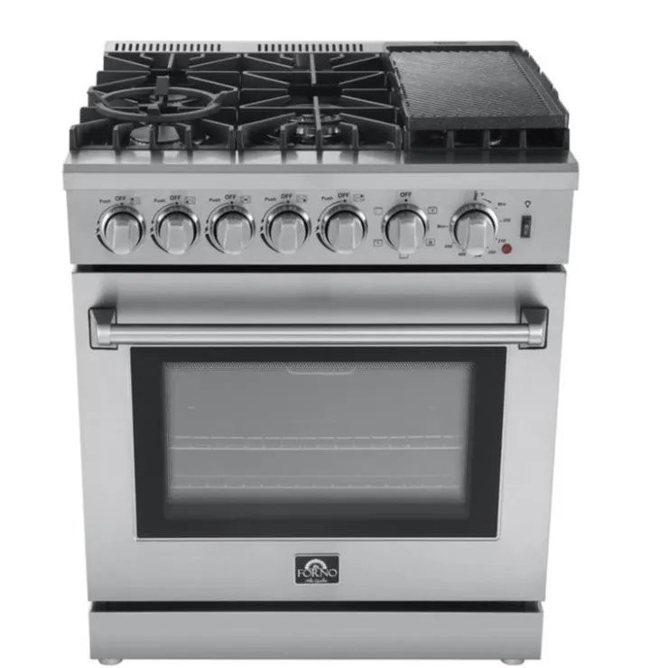 FORNO Dual Fuel Range 30" Electric Gas - FFSGS6196-30 Stainless Outlet