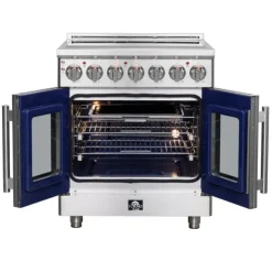 FORNO Freestanding Electric Range with French Doors 30" Electric Glass-Ceramic - FFSEL6955-30 Stainless Online