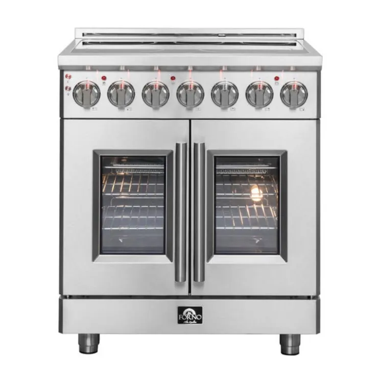 FORNO Freestanding Electric Range with French Doors 30" Electric Glass-Ceramic - FFSEL6955-30 Stainless Online
