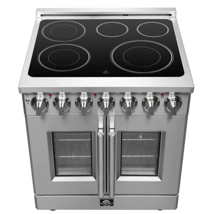 FORNO Freestanding Electric Range with French Doors 30" Electric Glass-Ceramic - FFSEL6955-30 Stainless Online