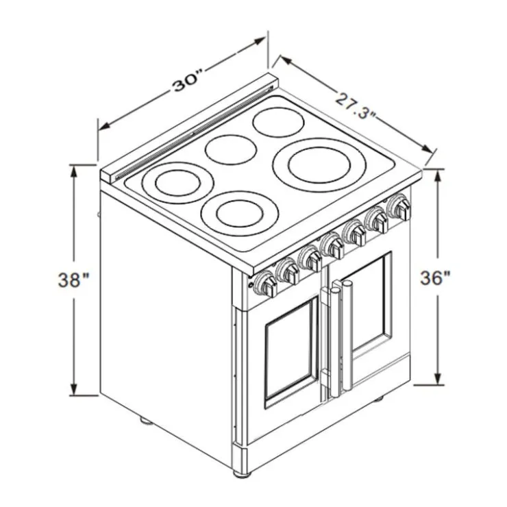 FORNO Freestanding Electric Range with French Doors 30" Electric Glass-Ceramic - FFSEL6955-30 Stainless Online