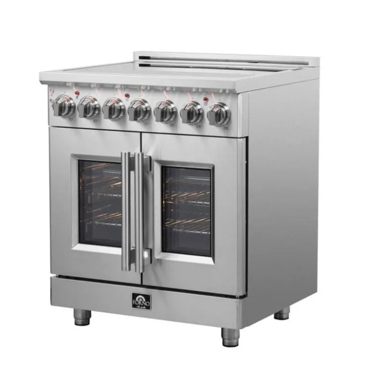 FORNO Freestanding Electric Range with French Doors 30" Electric Glass-Ceramic - FFSEL6955-30 Stainless Online