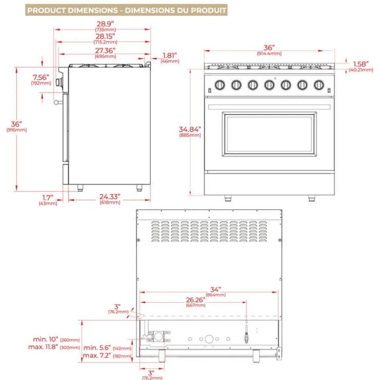 FORNO Gas Range 36" Electric Gas - FFSGS6244-36 Stainless Online