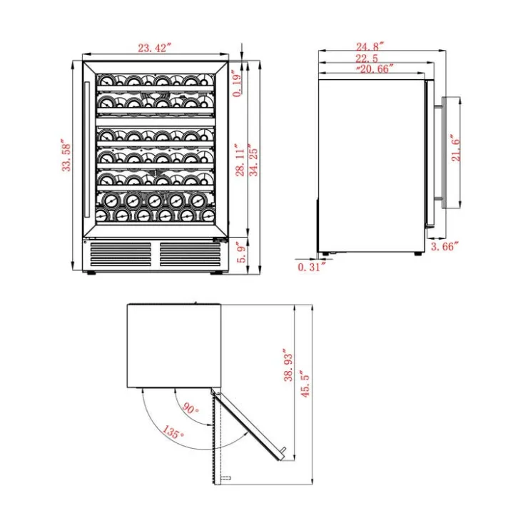 FORNO 24-Inch Wine Cooler 24" - FWCDR6634-24S Stainless Clearance
