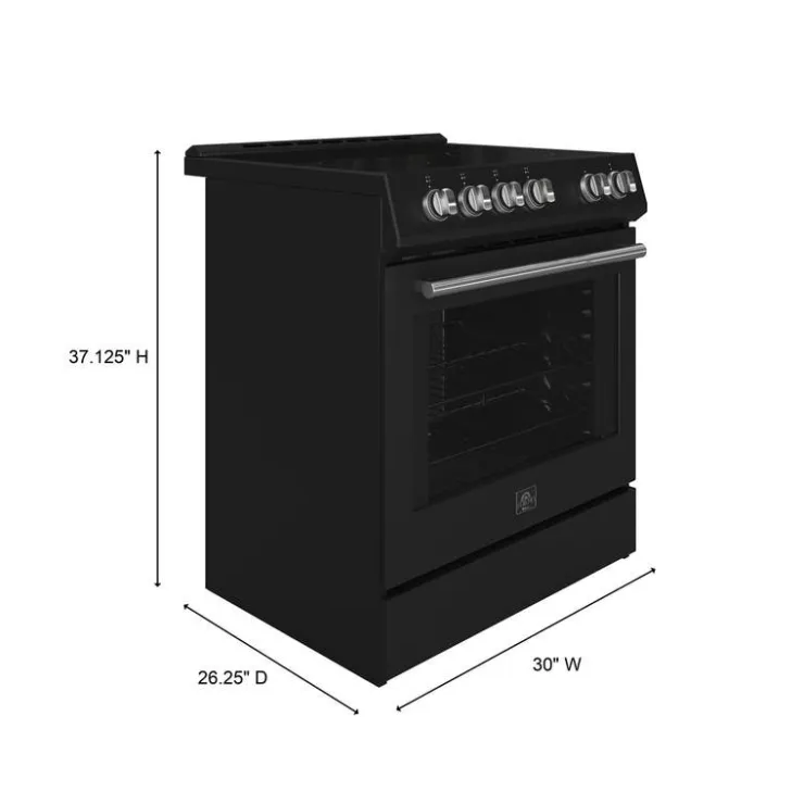 FORNO Range 30" Electric Glass-Ceramic - FFSEL6022-30 Black Clearance