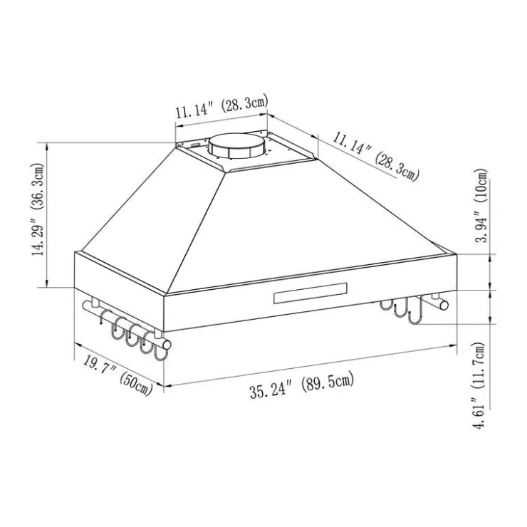 FORNO Wall-Mounted Range Hood Wall Mount 35.2" , 375 CFM - FRHWM5503-36 White New