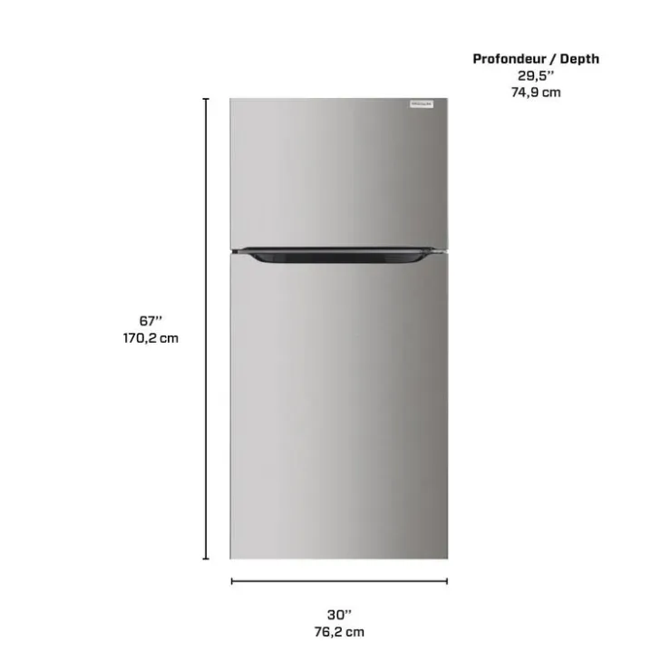 Frigidaire 18 Cu Ft 30 In Refrigerator Top Freezer - FRTE1835AV Stainless New