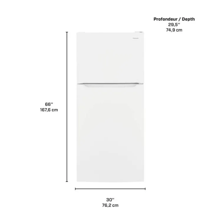 Frigidaire 18 Cu Ft 30 In Refrigerator Top Freezer - FRTE1835AW White Clearance