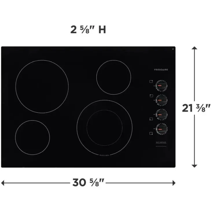 Frigidaire Cooktop Glass-Ceramic 30" Electric - FFEC3025UB Black Hot