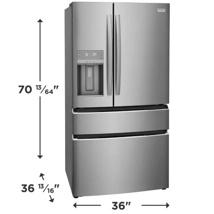 Frigidaire Gallery 36 In 26,3 Cu Ft Refrigerator Bottom Freezer, French door - GRMS2773AF Stainless New