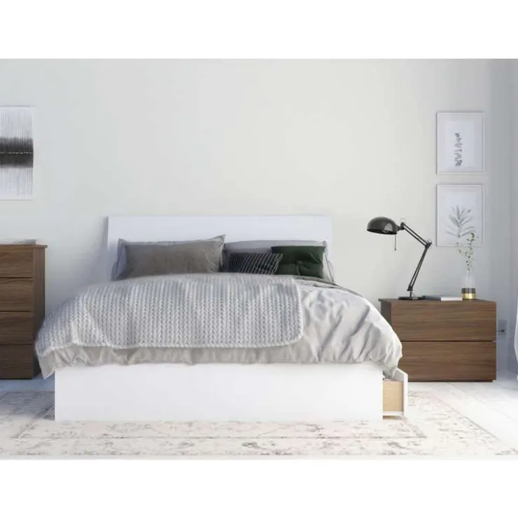 Nexera Full Bed Set with Storage (54") - 3pcs - Brown and White Discount