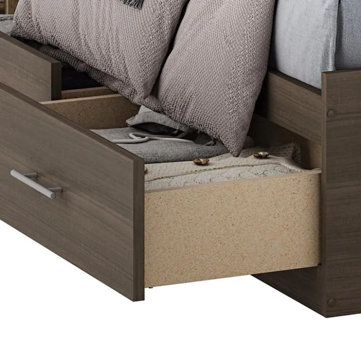 SUA-V Full Bed with 6-Drawer Storage and Headboard (54") Taupe Discount