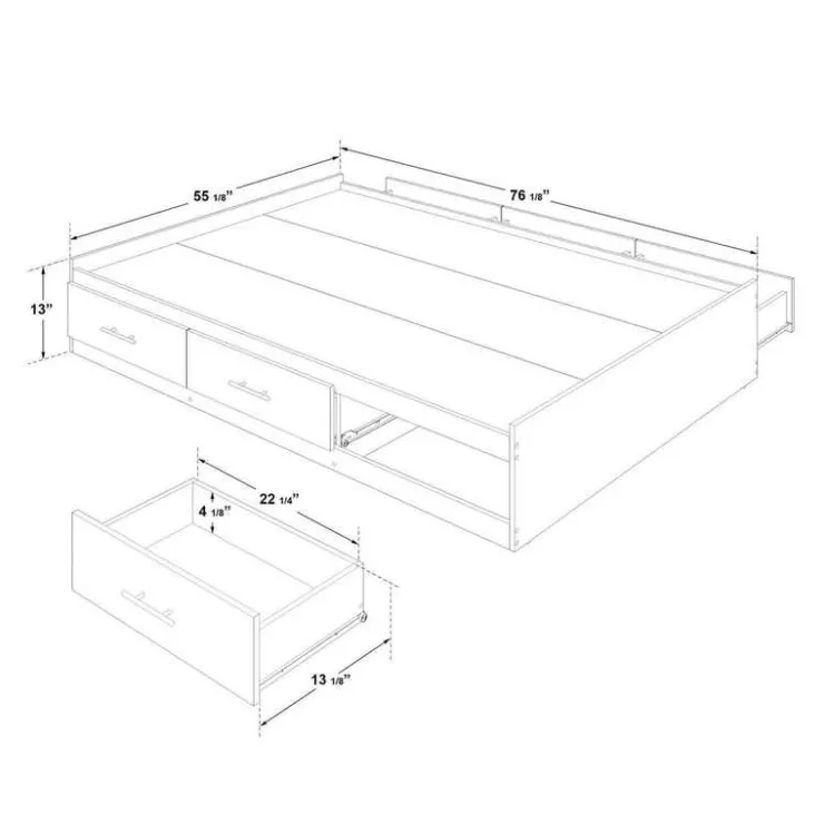 SUA-V Full Bed with 6-Drawer Storage and Headboard (54") Taupe Discount