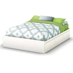 Meubles South Shore Full Bed with 3-Drawer Storage (54'') - South Shore PURE WHITE New