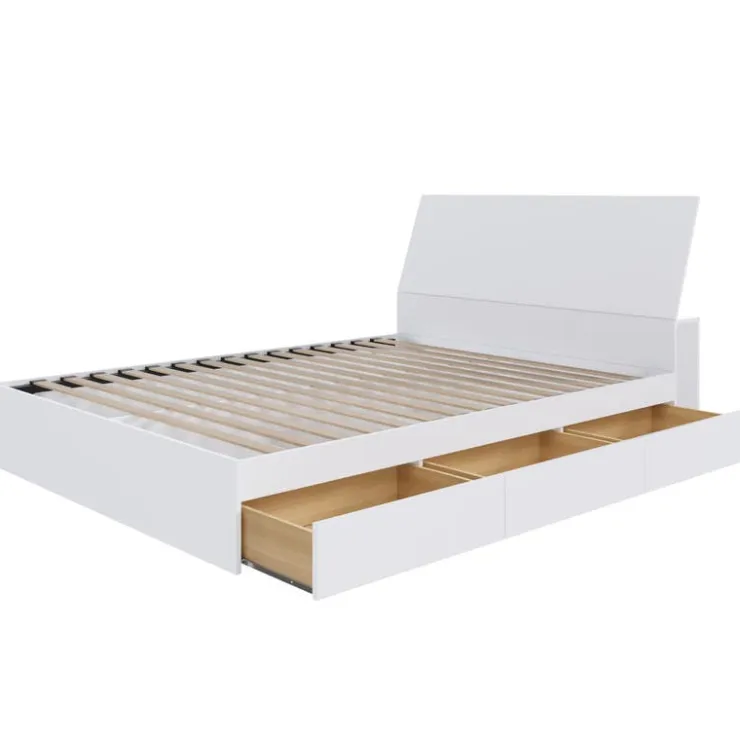 Nexera Full Bed with 3-Drawer Storage and Headboard (54") - White
