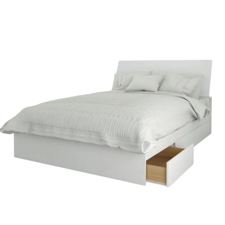 Nexera Full Bed with 3-Drawer Storage and Headboard (54") - White Outlet