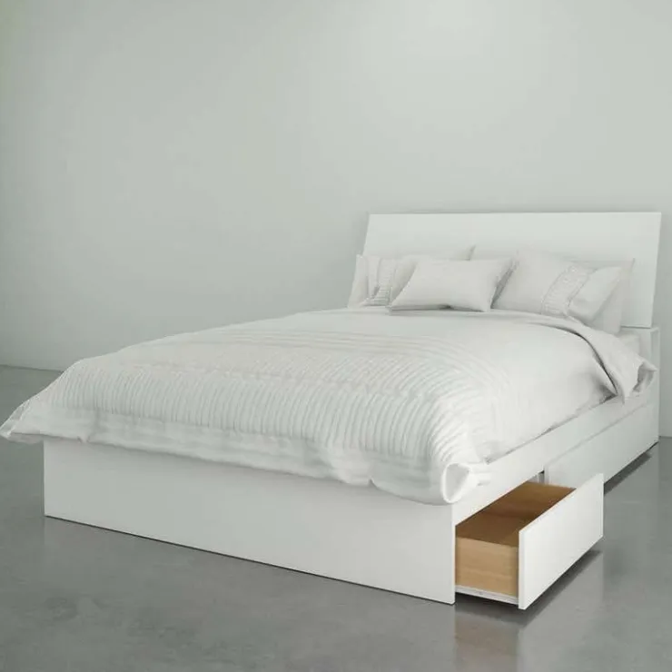 Nexera Full Bed with 3-Drawer Storage and Headboard (54") - White Outlet