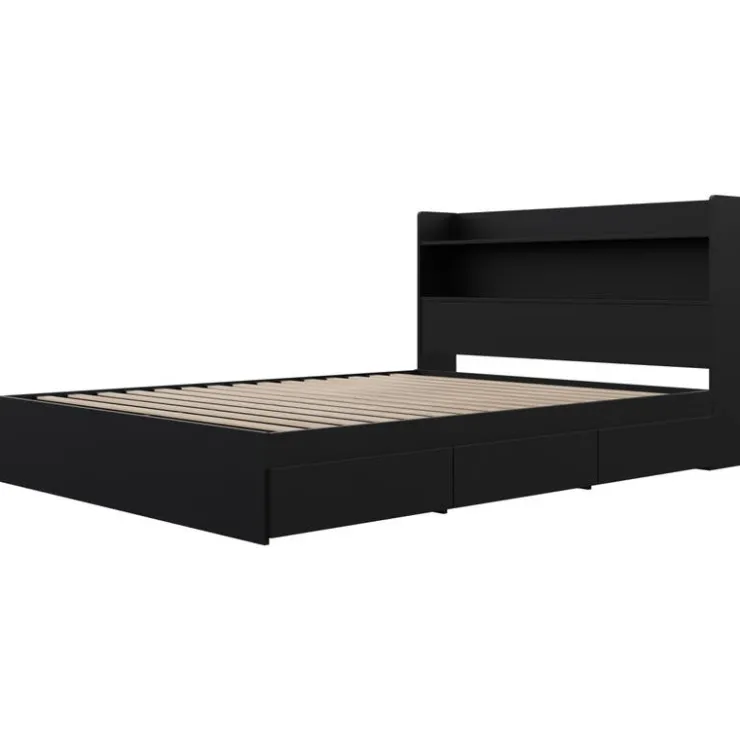 Nexera Full Bed with 3-Drawer Storage and Headboard (54") - Black Clearance