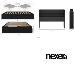 Nexera Full Bed with 3-Drawer Storage and Headboard (54") - Black Clearance
