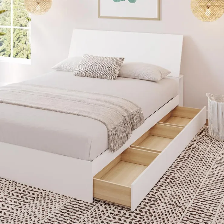 Nexera Full Bed with 3-Drawer Storage (54") - White Clearance