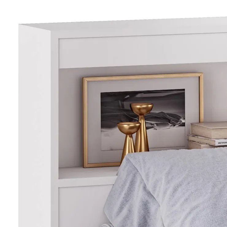SUA-V Full Bed with 6-Drawer Storage and Headboard (54") White Best