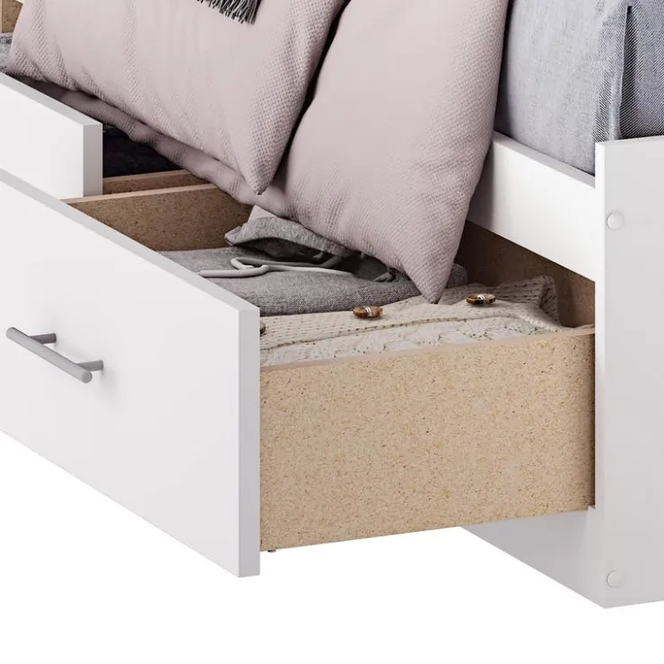 SUA-V Full Bed with 6-Drawer Storage and Headboard (54") White Best