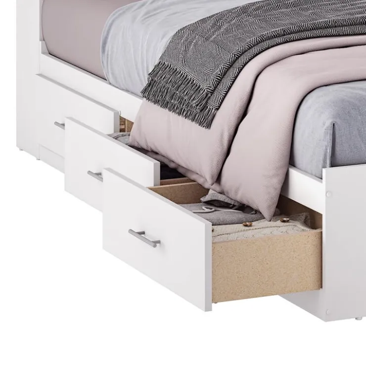SUA-V Full Bed with 6-Drawer Storage and Headboard (54") White Best