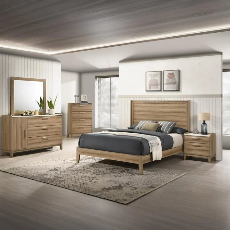 Full Bed with Headboard - 54" Light Brown Outlet