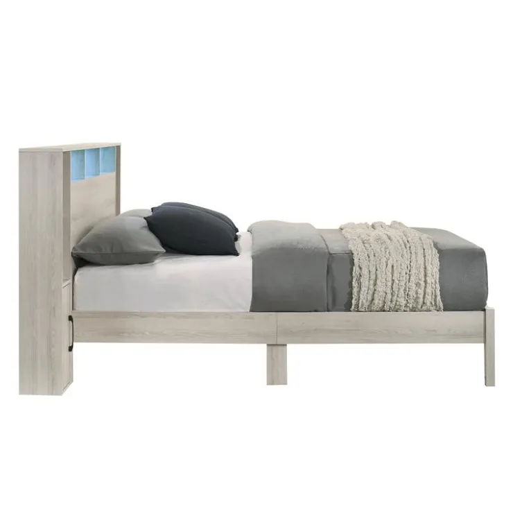 Full Bed with LED, Wireless Charger, USB and Storage - 54" Grey Clearance