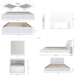 Nexera Full Bedroom Set with 3-Drawer Storage (54") - 4pcs - White Sale