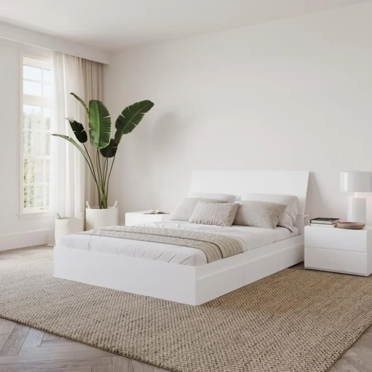 Nexera Full Bedroom Set with Storage (54") - 4pcs - White