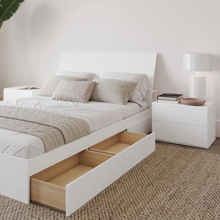 Nexera Full Bedroom Set with Storage (54") - 4pcs - White
