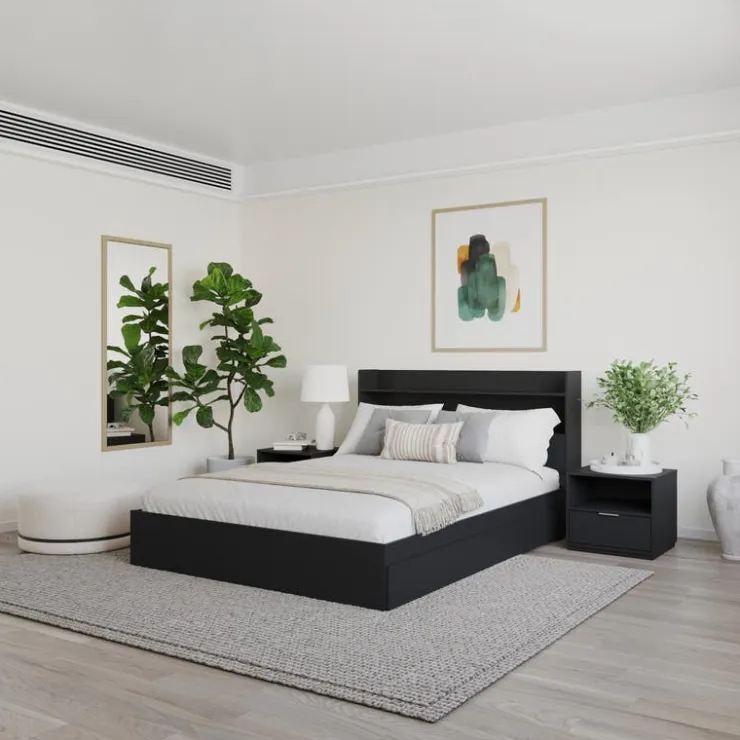 Nexera Full Bedroom Set with Storage (54") - 4pcs - Black Outlet