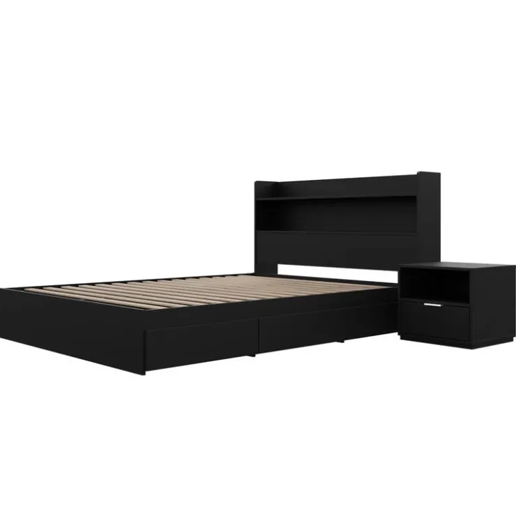 Nexera Full Bedroom Set with Storage (54") - 3pcs - Black Clearance